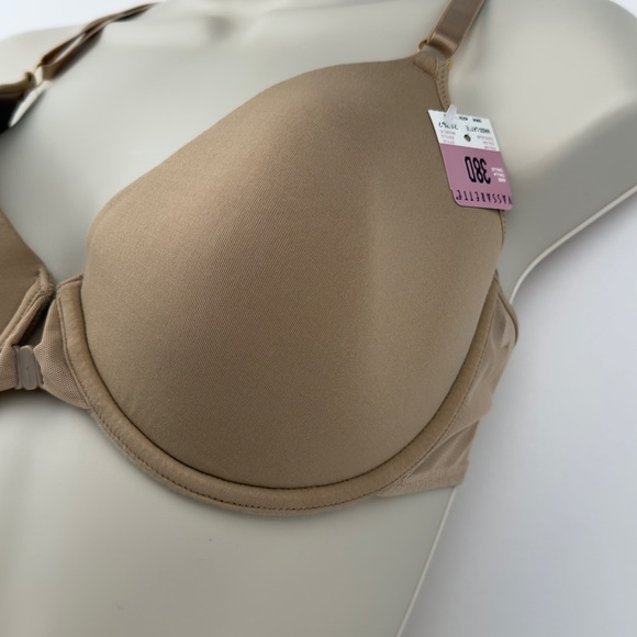 38D Front Close Racerback T-Shirt Bra Nude Smooth Cups NWT Vassarette - Picture 3 of 10